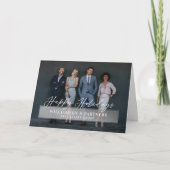 Happy Holidays Script Company Foto Silver Plaque Karte (Vorderseite)