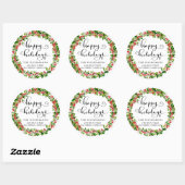 Happy Holidays Script | Ferien-Rücksendeadresse Runder Aufkleber (Blatt)