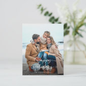 Happy Holidays Script Foto Budget Card (Stehend Vorderseite)