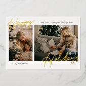Happy Holidays Script Foto Folien Feiertagskarte (Vorderseite)