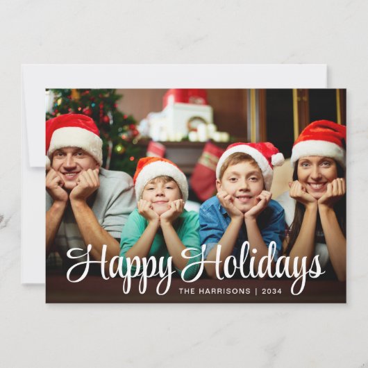 Happy Holidays Script Foto Overlay Weihnachten (Vorderseite)
