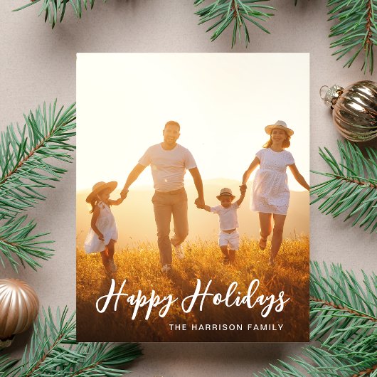 Happy Holidays Script Foto Overlay Weihnachtskarte