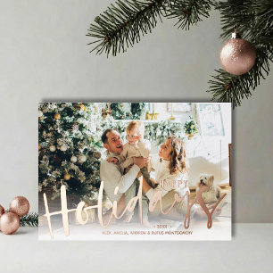 Happy Holidays Script Foto Rose Gold Folien Feiertagskarte