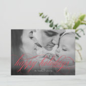 Happy Holidays Script Foto Weihnachtskarte Ankündigung (Stehend Vorderseite)