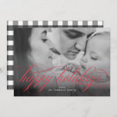 Happy Holidays Script Foto Weihnachtskarte Ankündigung (Vorne/Hinten)