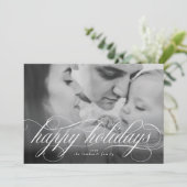 Happy Holidays Script Foto Weihnachtskarte Ankündigung (Stehend Vorderseite)