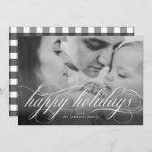 Happy Holidays Script Foto Weihnachtskarte Ankündigung (Vorne/Hinten)
