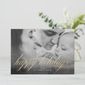 Happy Holidays Script Foto Weihnachtskarte Ankündigung (Stehend Vorderseite)