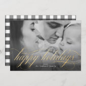 Happy Holidays Script Foto Weihnachtskarte Ankündigung (Vorne/Hinten)