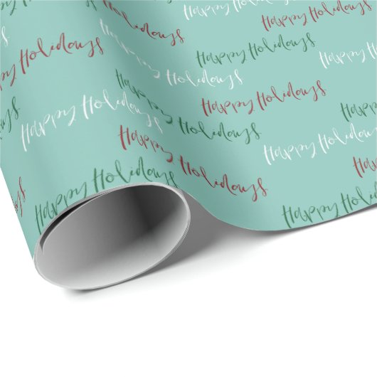 Happy Holidays Script Hand Lettered Modern Simple Geschenkpapier (Rolleneckpunkt)