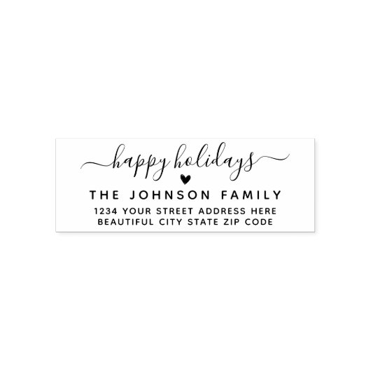 Happy Holidays Script Heart Rücksendeadresse Permastempel (Design)
