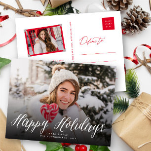 Happy Holidays Script Modern Classic Foto Feiertagspostkarte