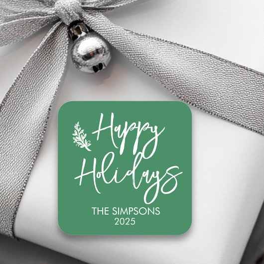 Happy Holidays Script Modernes Minimalistisches Quadratischer Aufkleber