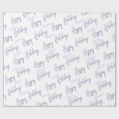 Happy Holidays Script Name Blue White Winter Geschenkpapier (Flach)