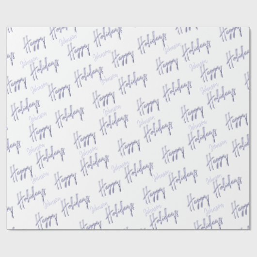 Happy Holidays Script Name Blue White Winter Geschenkpapier (Flach)