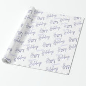 Happy Holidays Script Name Blue White Winter Geschenkpapier (Ungerollt)