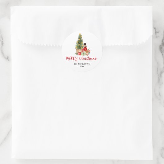 Happy Holidays | Script Nutcracker Weihnachtsbaum Runder Aufkleber (Tasche)