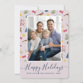 Happy Holidays Script Pattern Foto Feiertagskarte