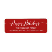 Happy Holidays Script Red Return Address Label (Vorne)