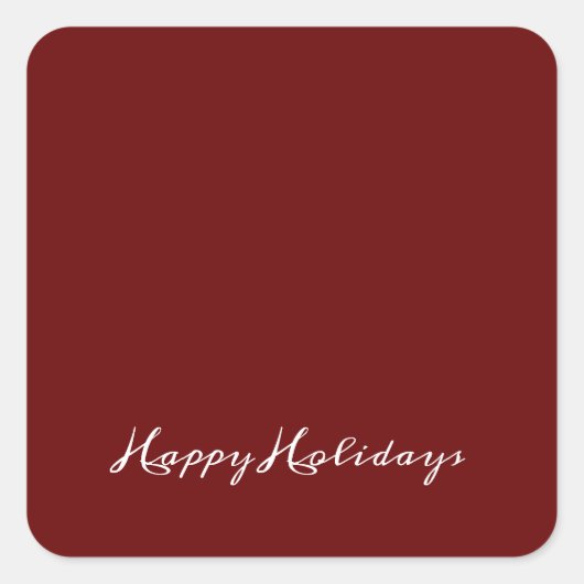 Happy Holidays Script Red Simple Modern Holiday Quadratischer Aufkleber (Vorderseite)