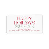 Happy Holidays Script Return Address Adressaufkleber (Vorne)