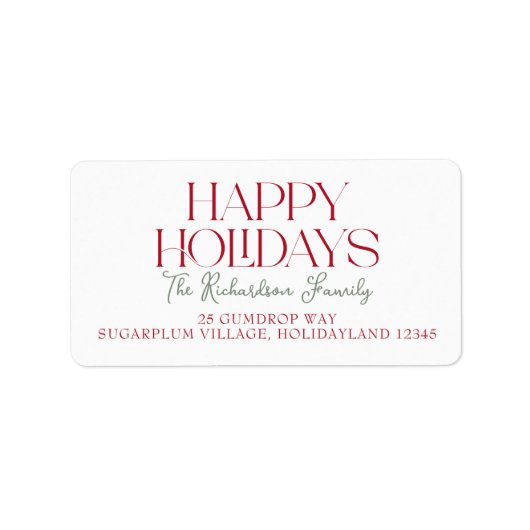 Happy Holidays Script Return Address Adressaufkleber (Vorne)