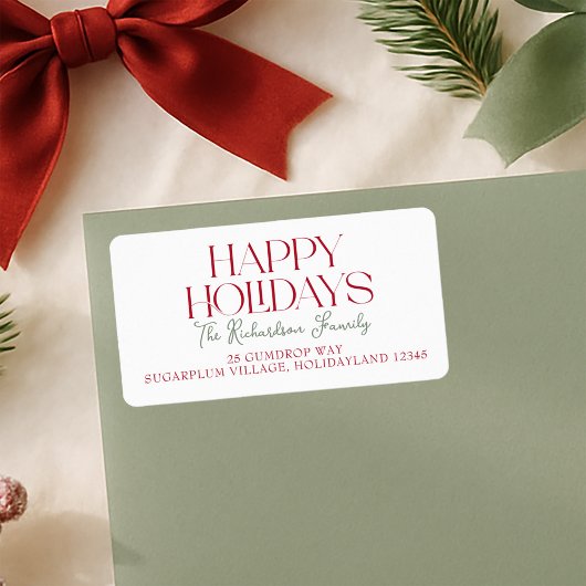 Happy Holidays Script Return Address Adressaufkleber
