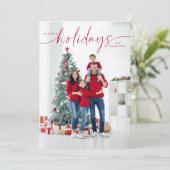 Happy Holidays Script Single Foto Feiertagskarte (Stehend Vorderseite)