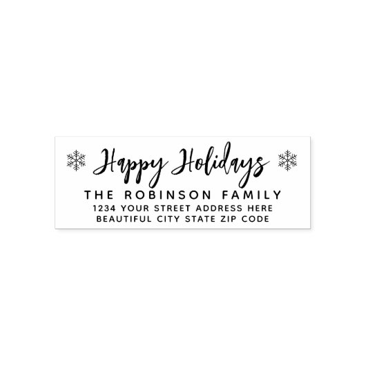 Happy Holidays Script Snowflake Rücksendeadresse Permastempel (Design)