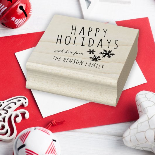 Happy Holidays Script Snowflake Weihnachten Gummistempel
