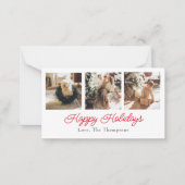 Happy Holidays Script - Triple Foto Card Mitteilungskarte (Vorderseite)