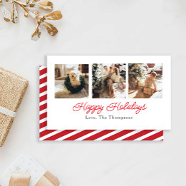 Happy Holidays Script - Triple Foto Card Mitteilungskarte