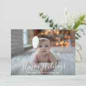 Happy Holidays Script Weihnachts-Foto Feiertagskarte (Stehend Vorderseite)