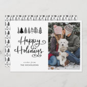 Happy Holidays Script Weihnachts-Foto Feiertagskarte (Vorne/Hinten)