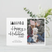 Happy Holidays Script Weihnachts-Foto Feiertagskarte (Stehend Vorderseite)