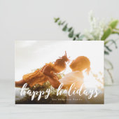 Happy Holidays Script Weihnachtsfotokarte Feiertagskarte (Stehend Vorderseite)