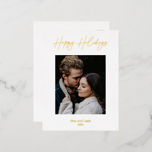 Happy Holidays Scripted Elegant Folien Feiertagspostkarte