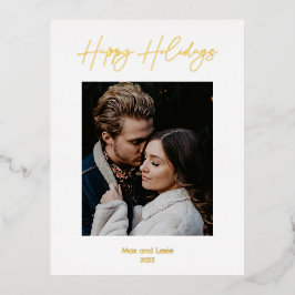 Happy Holidays Scripted Elegant Folien Feiertagspostkarte