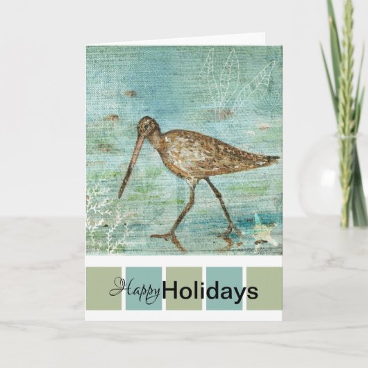 Happy Holidays Shore Bird Art Karte (Vorderseite)