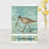 Happy Holidays Shore Bird Art Karte (Gelbe Blume)