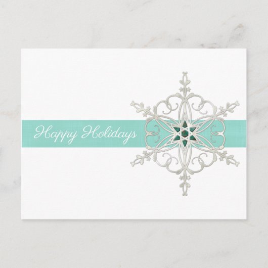 Happy Holidays Silver Blue Snowflake Postkarte (Vorderseite)