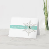 Happy Holidays Silver Blue Snowflake Weihnachten (Vorderseite)