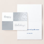 Happy Holidays Silver Foil and White Rectangle Folienkarte (Anzeige)