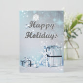 Happy Holidays Silver Glitzer Weihnachtsfotokarte (Stehend Vorderseite)