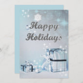 Happy Holidays Silver Glitzer Weihnachtsfotokarte (Vorne/Hinten)