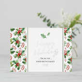 Happy Holidays Simple Christmas Berry Folien Feiertagskarte (Stehend vorne)