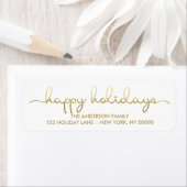 Happy Holidays Simple Gold Hand Letter Label (Insitu)