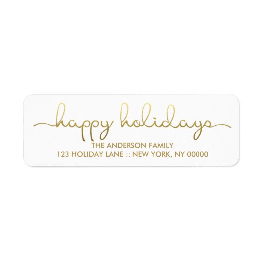 Happy Holidays Simple Gold Hand Letter Label (Vorne)