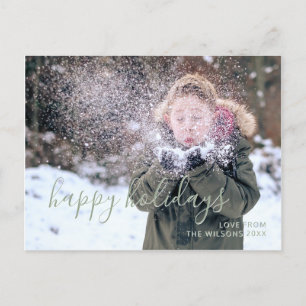 Happy Holidays Simple Script Kids Foto Feiertagspostkarte