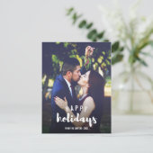 Happy Holidays Sketched Personalisiertes Foto Feiertagspostkarte (Stehend Vorderseite)